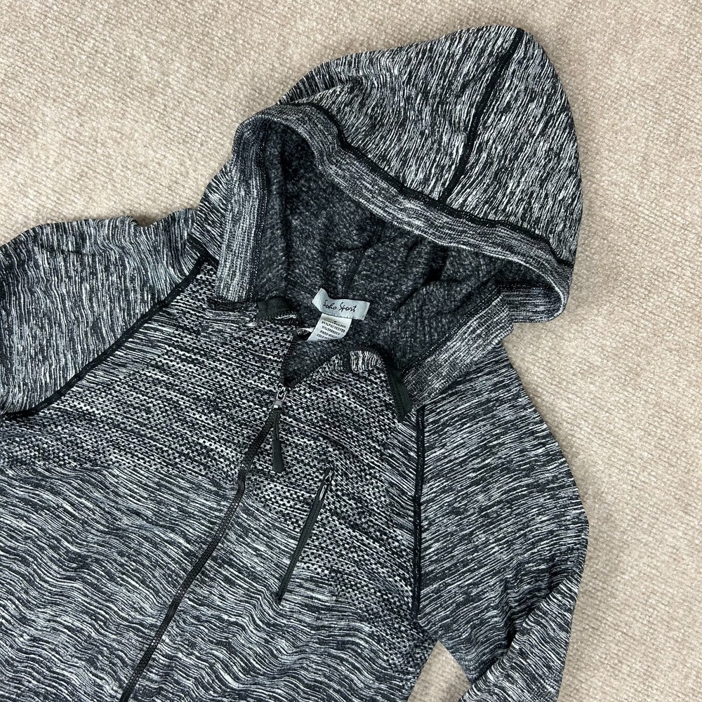 Soho Sport Hoodie Womens S Black Gray Stretch Moisture Wicking Outdoors Full Zip